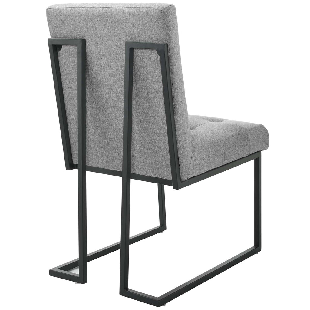 Privy Black Stainless Steel Upholstered Fabric Dining Chair in Black Light Gray