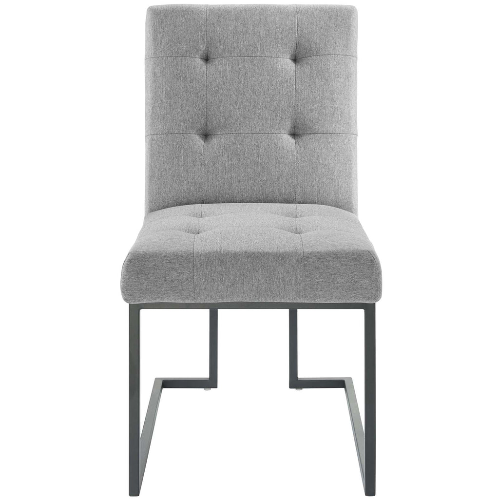 Privy Black Stainless Steel Upholstered Fabric Dining Chair in Black Light Gray