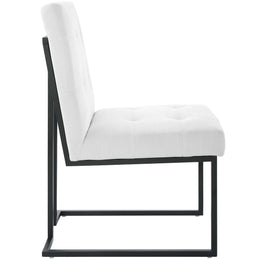 Privy Black Stainless Steel Upholstered Fabric Dining Chair in Black White