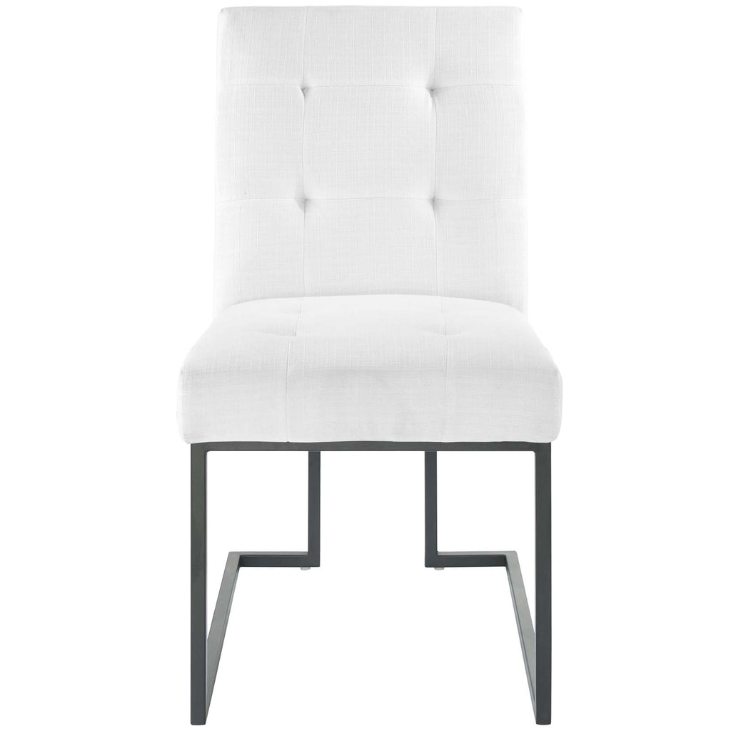 Privy Black Stainless Steel Upholstered Fabric Dining Chair in Black White