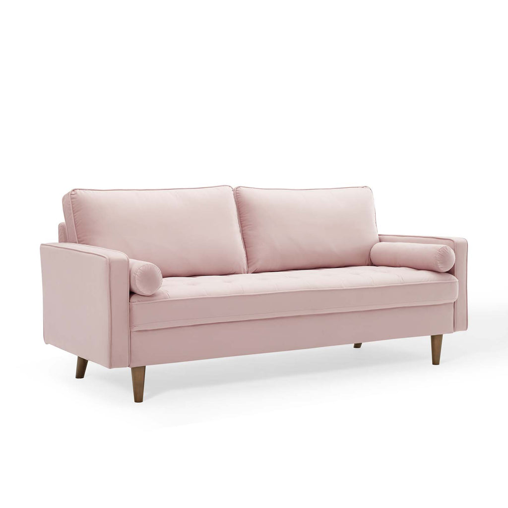 Valour Performance Velvet Sofa in Pink