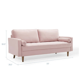 Valour Performance Velvet Sofa in Pink