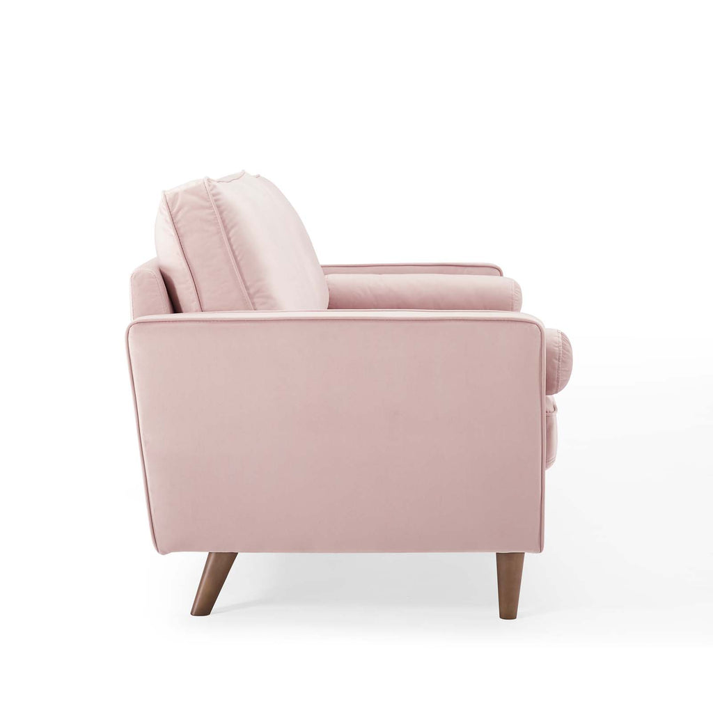 Valour Performance Velvet Sofa in Pink