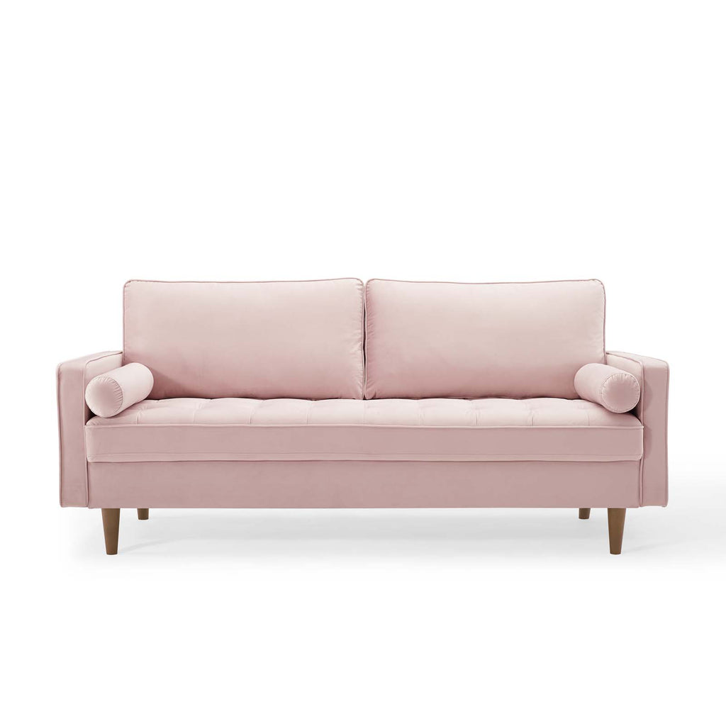 Valour Performance Velvet Sofa in Pink