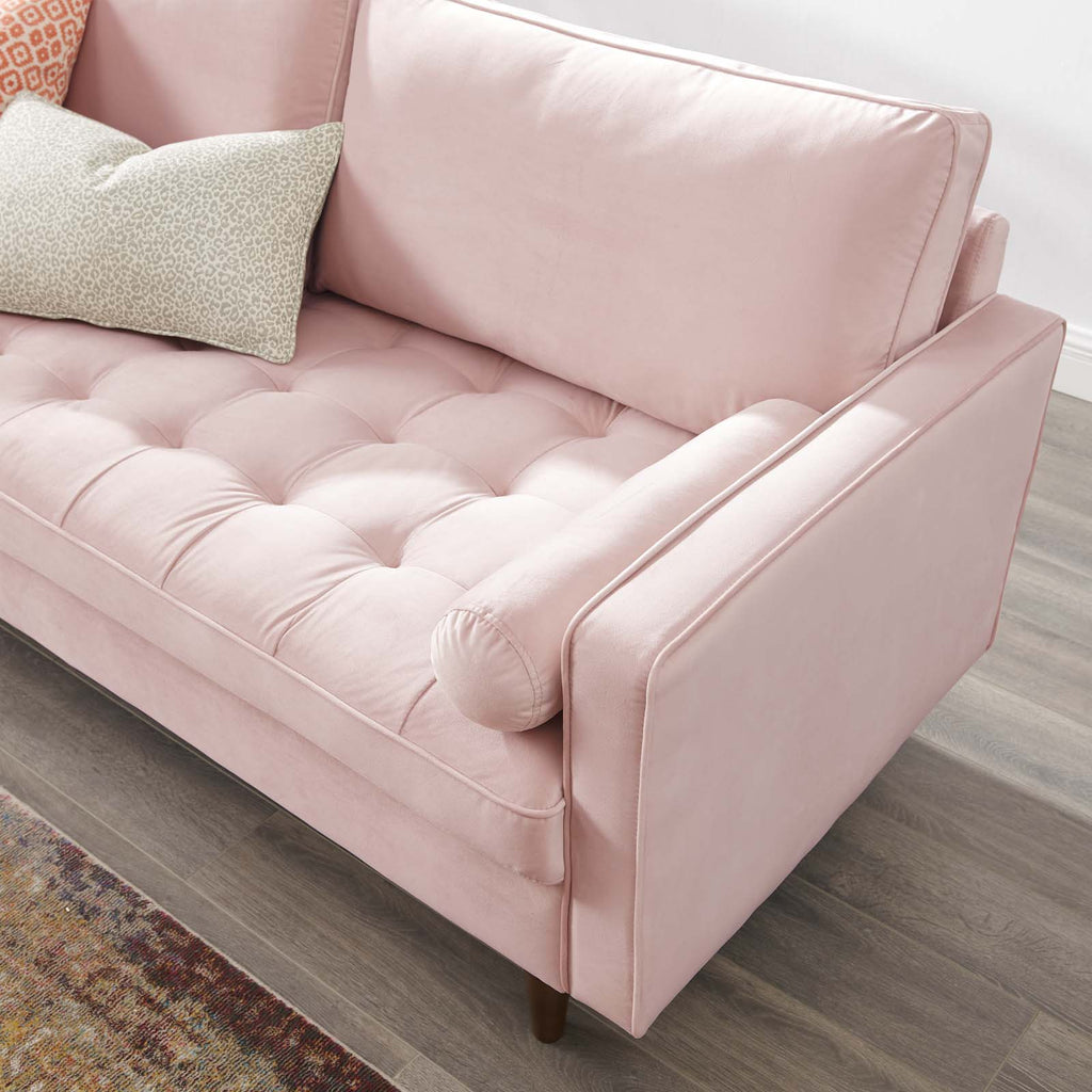 Valour Performance Velvet Sofa in Pink