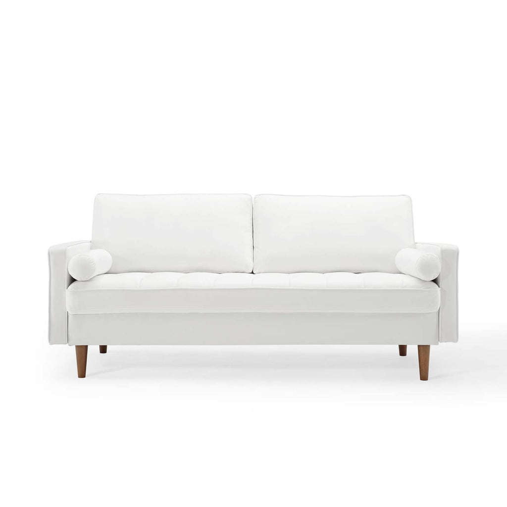 Valour Performance Velvet Sofa in White