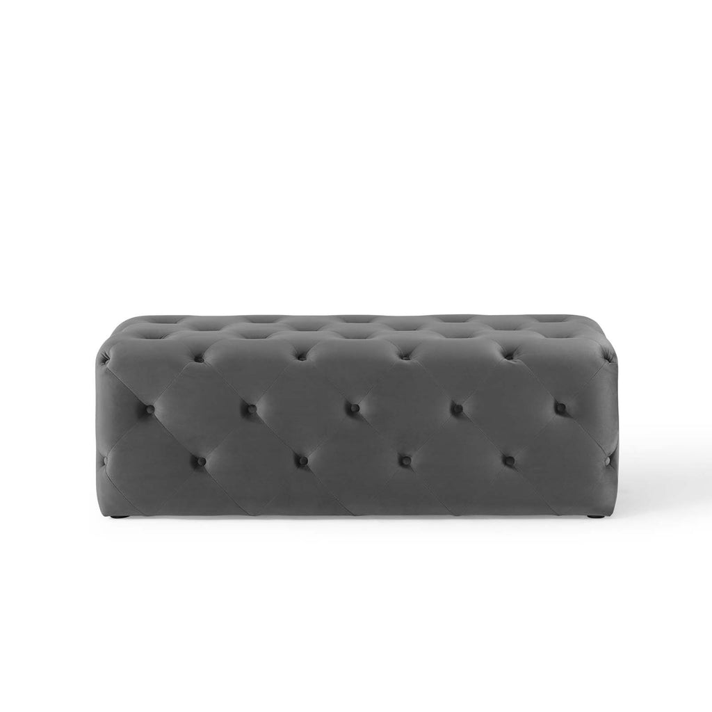 Amour 48" Tufted Button Entryway Performance Velvet Bench in Gray