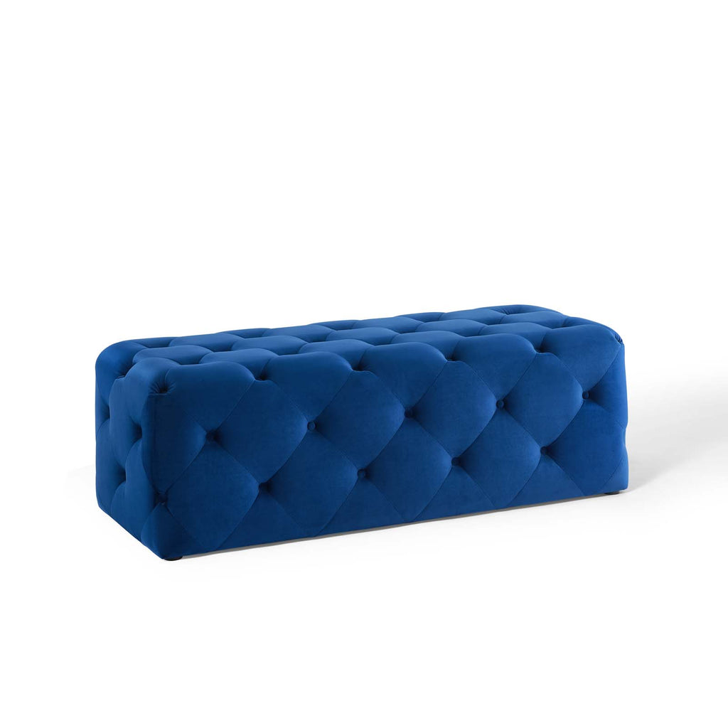 Amour 48" Tufted Button Entryway Performance Velvet Bench in Navy