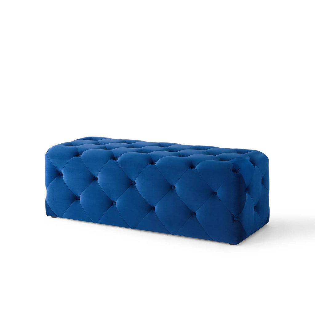 Amour 48" Tufted Button Entryway Performance Velvet Bench in Navy