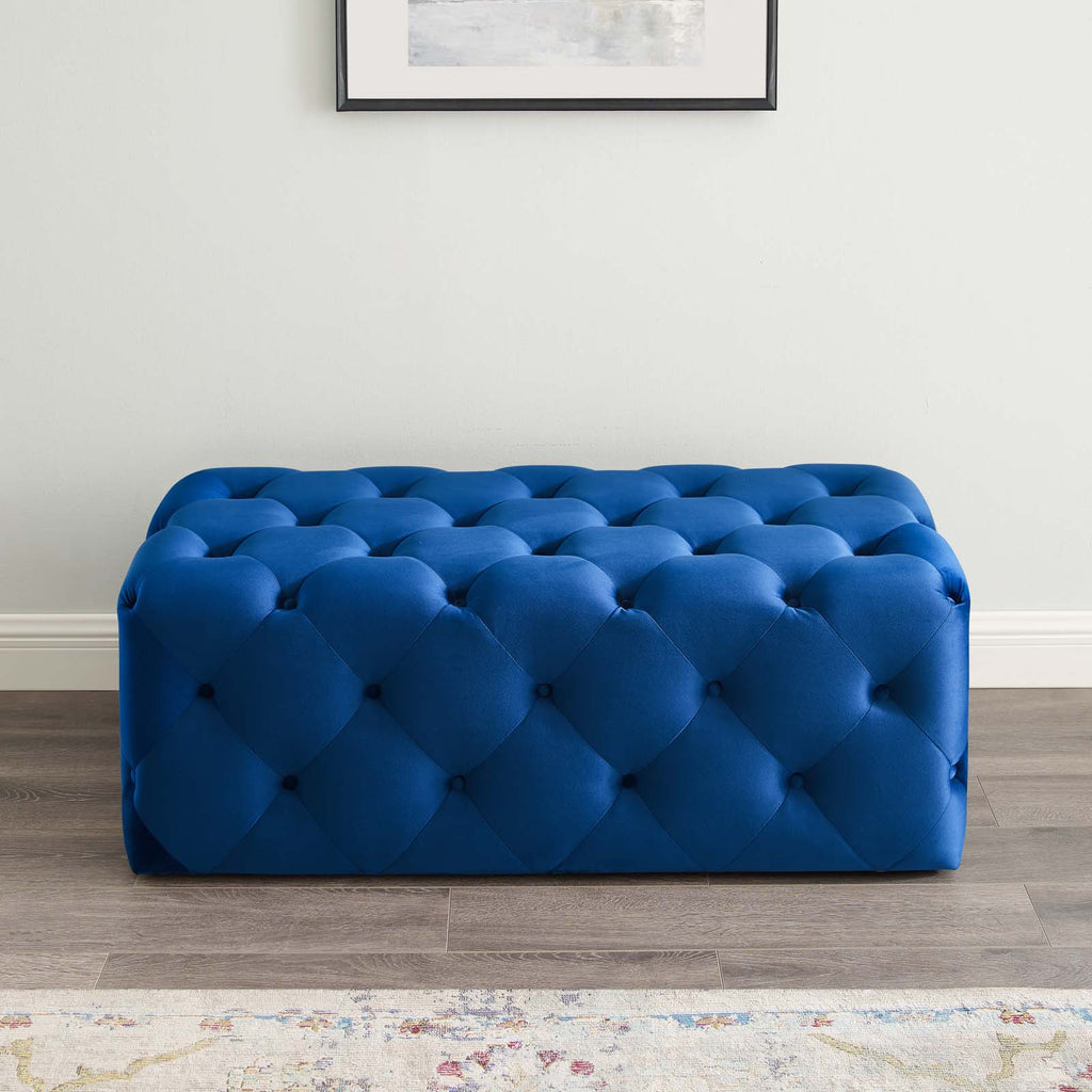 Amour 48" Tufted Button Entryway Performance Velvet Bench in Navy