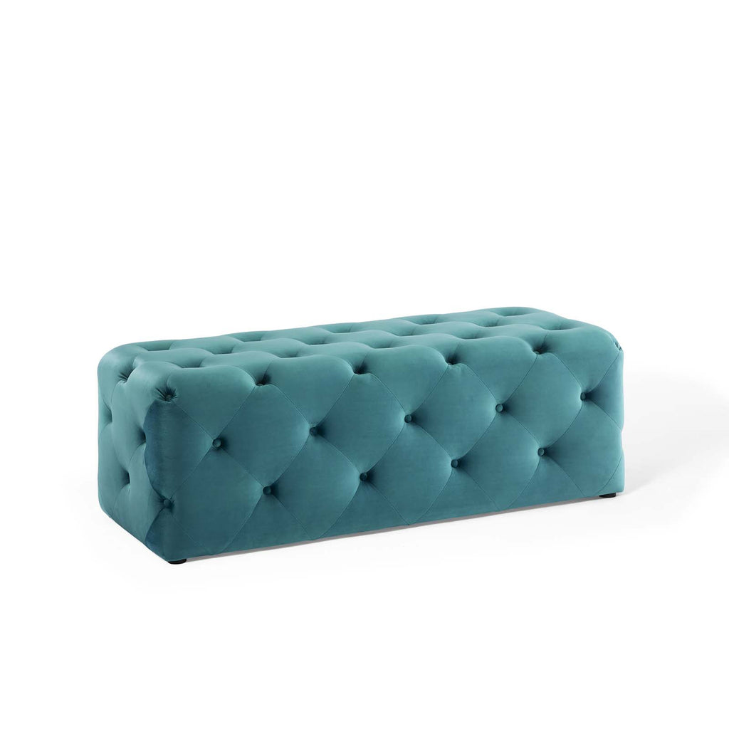 Amour 48" Tufted Button Entryway Performance Velvet Bench in Sea Blue