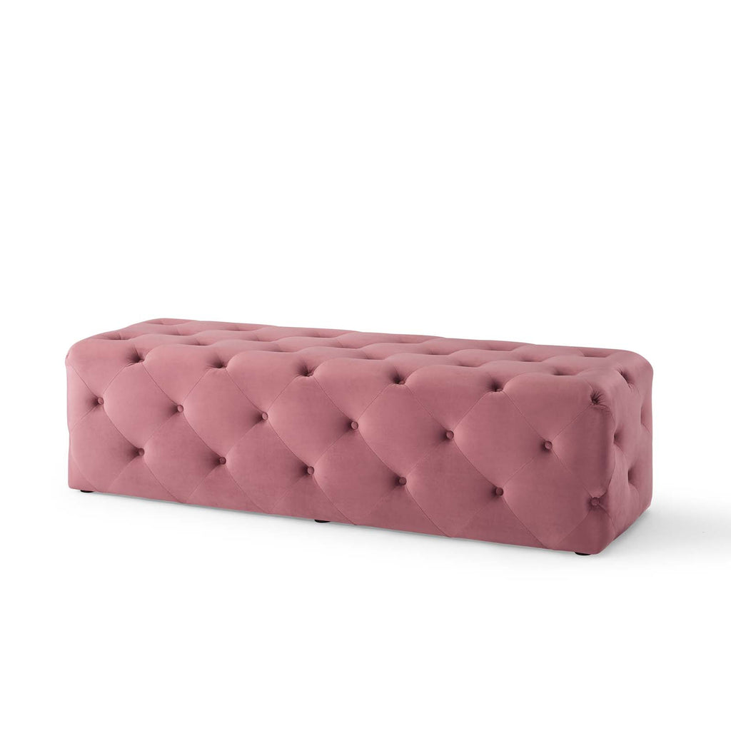 Amour 60" Tufted Button Entryway Performance Velvet Bench in Dusty Rose