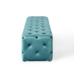 Amour 72" Tufted Button Entryway Performance Velvet Bench in Sea Blue