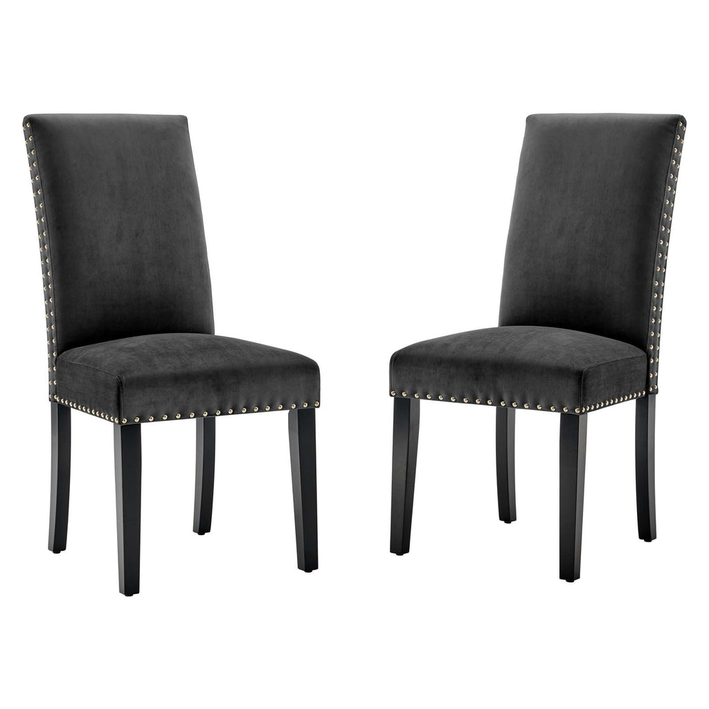 Parcel Performance Velvet Dining Side Chairs - Set of 2 in Charcoal
