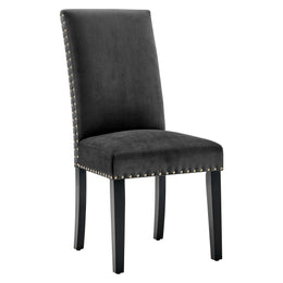 Parcel Performance Velvet Dining Side Chairs - Set of 2 in Charcoal