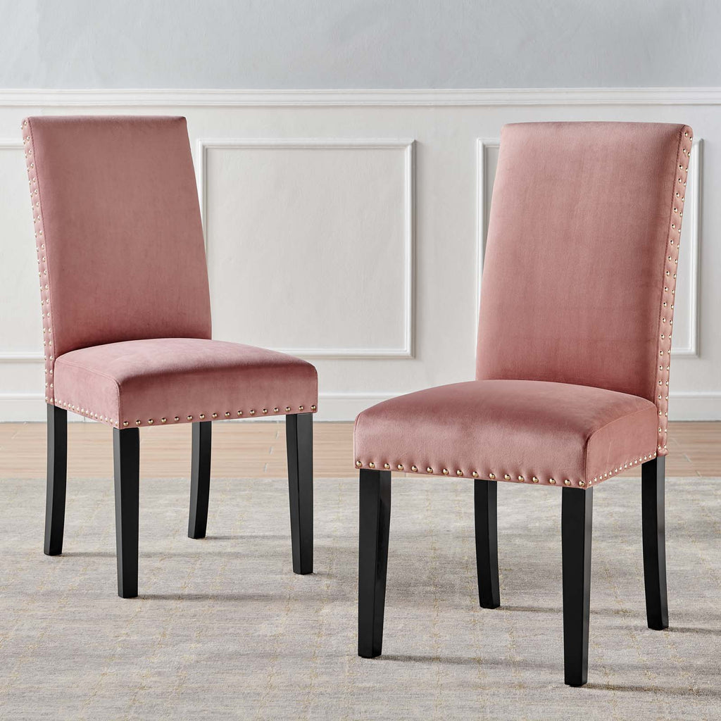 Parcel Performance Velvet Dining Side Chairs - Set of 2 in Dusty Rose