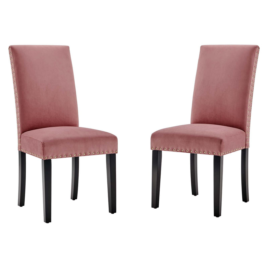 Parcel Performance Velvet Dining Side Chairs - Set of 2 in Dusty Rose