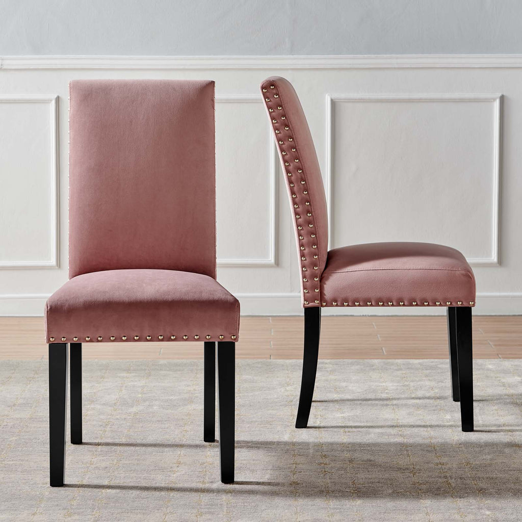 Parcel Performance Velvet Dining Side Chairs - Set of 2 in Dusty Rose