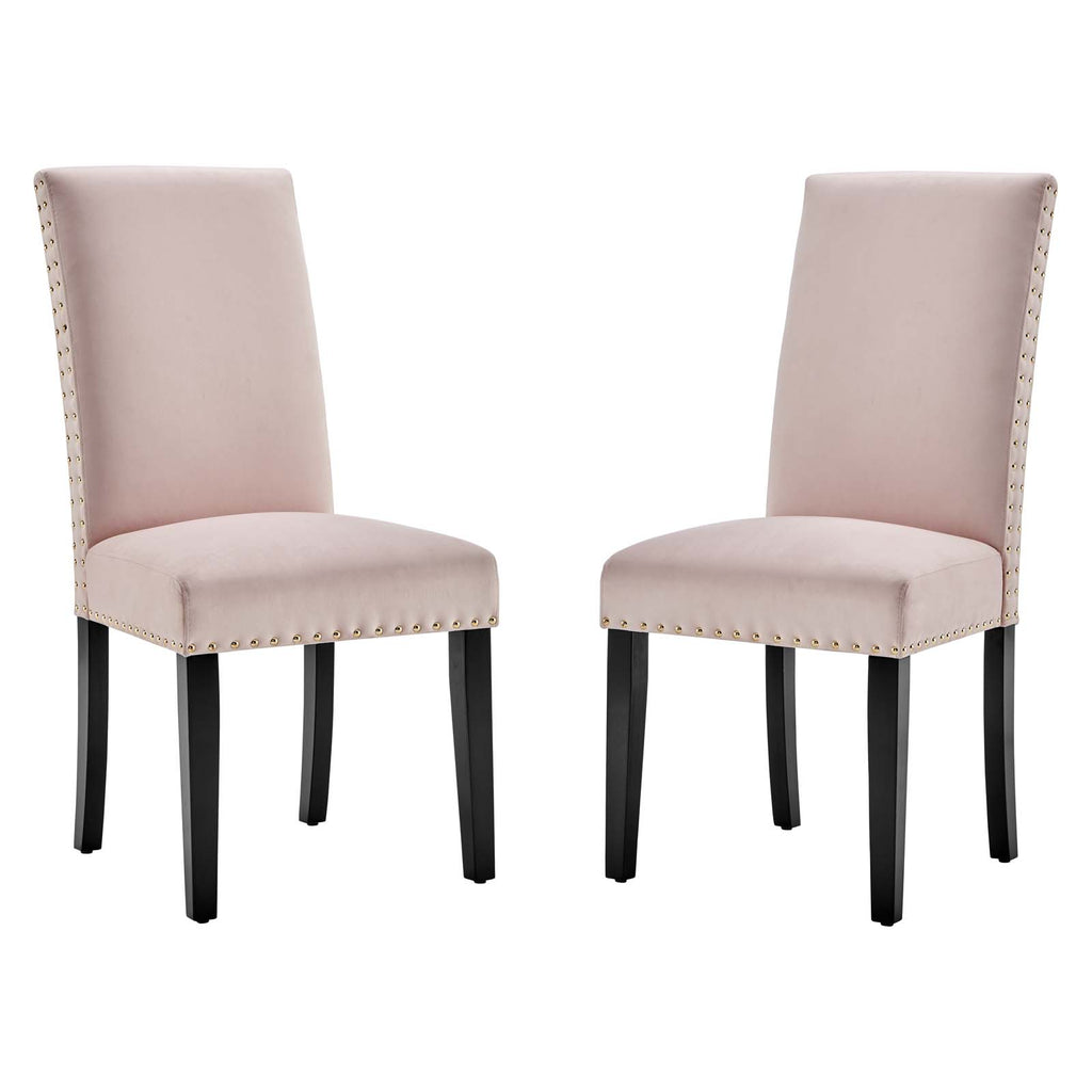 Parcel Performance Velvet Dining Side Chairs - Set of 2 in Pink