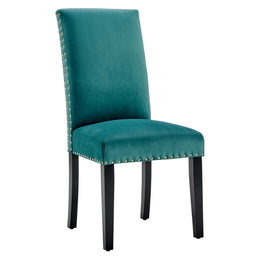 Parcel Performance Velvet Dining Side Chairs - Set of 2 in Teal