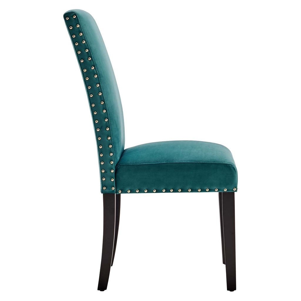 Parcel Performance Velvet Dining Side Chairs - Set of 2 in Teal