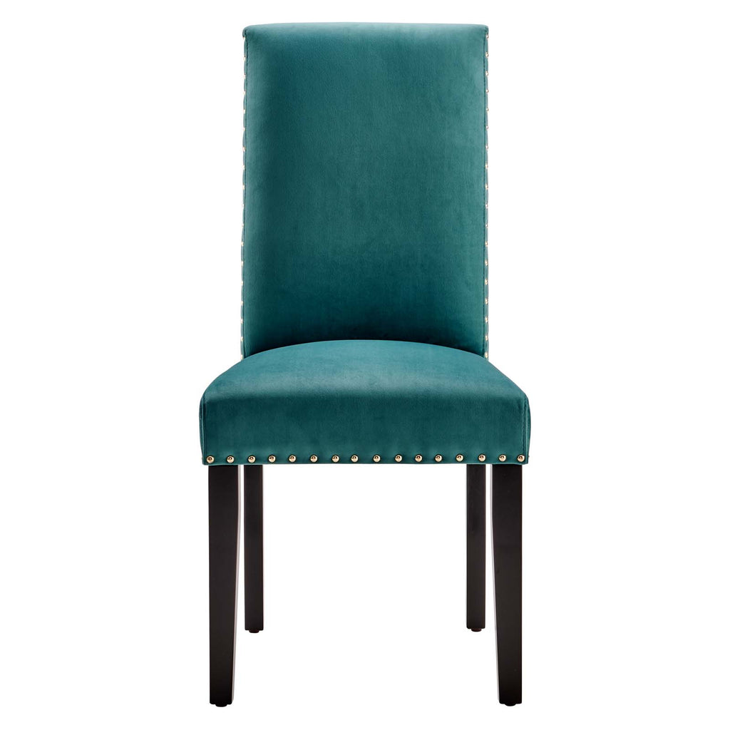 Parcel Performance Velvet Dining Side Chairs - Set of 2 in Teal