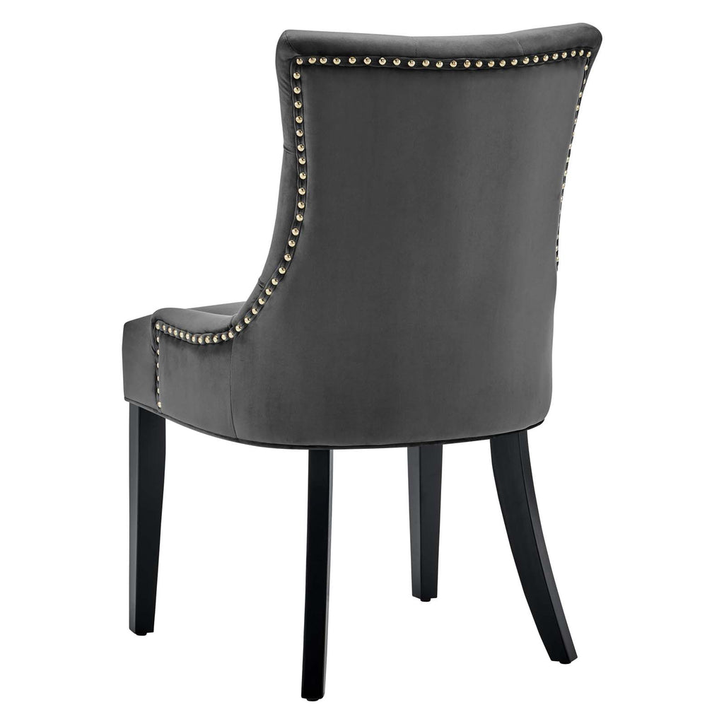 Regent Tufted Performance Velvet Dining Side Chairs - Set of 2 in Charcoal