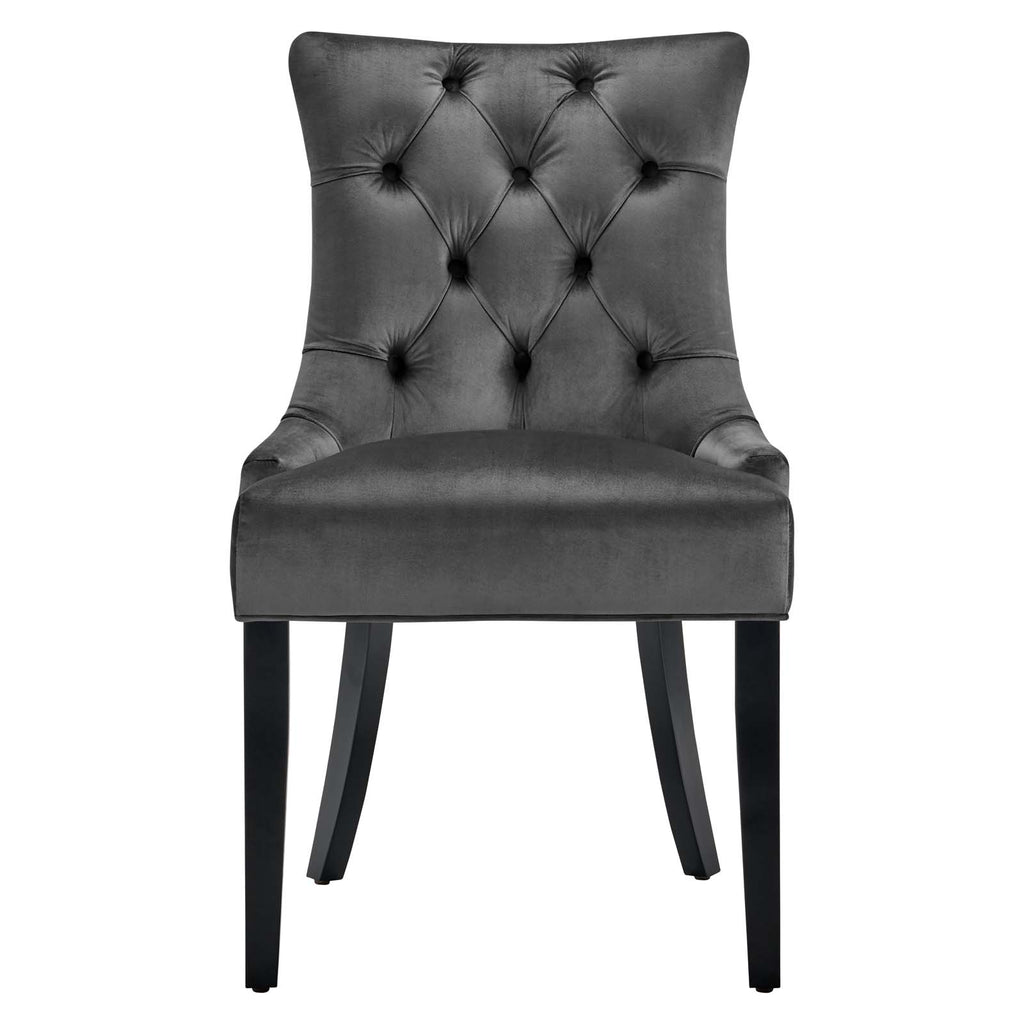 Regent Tufted Performance Velvet Dining Side Chairs - Set of 2 in Charcoal