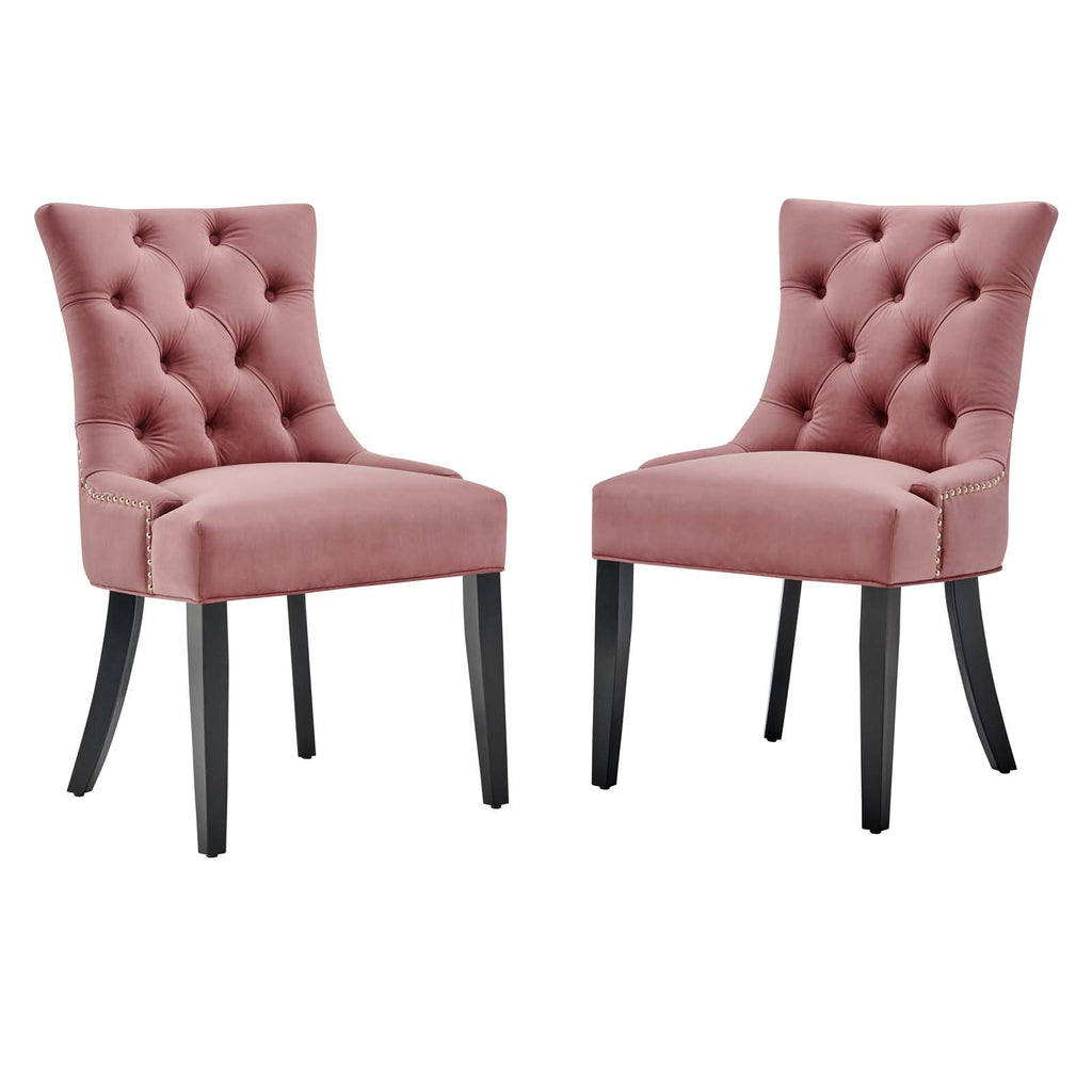 Regent Tufted Performance Velvet Dining Side Chairs - Set of 2 in Dusty Rose