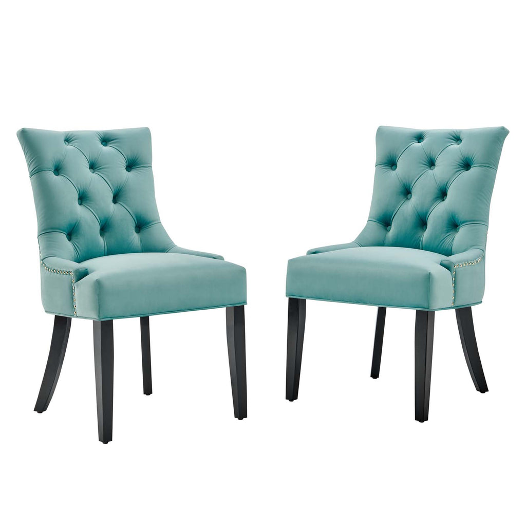 Regent Tufted Performance Velvet Dining Side Chairs - Set of 2 in Mint
