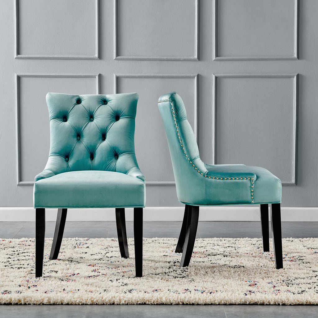 Regent Tufted Performance Velvet Dining Side Chairs - Set of 2 in Mint