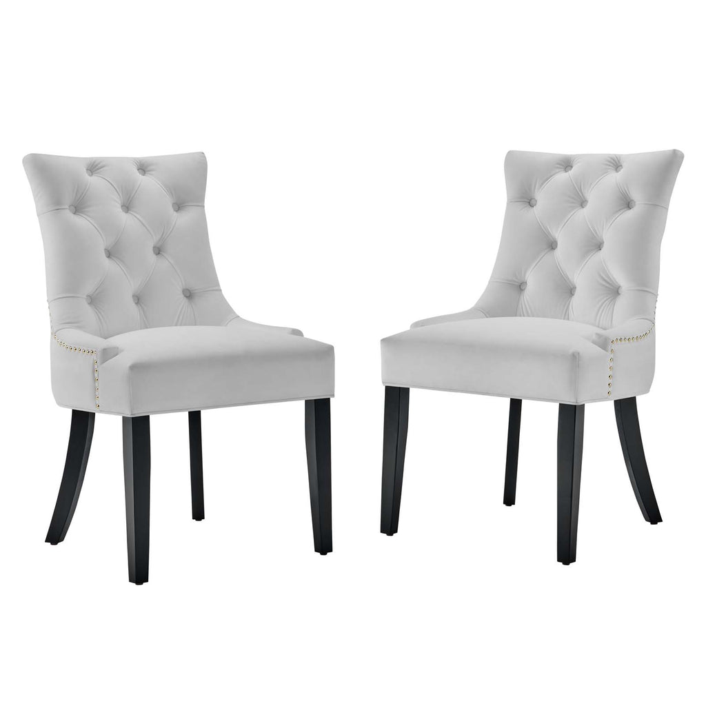 Regent Tufted Performance Velvet Dining Side Chairs - Set of 2 in White