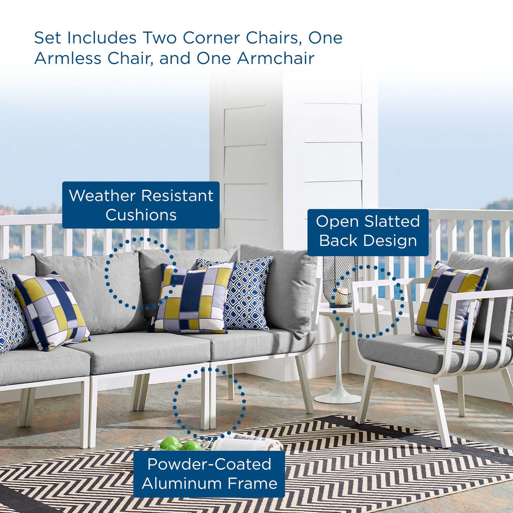 Riverside 4 Piece Outdoor Patio Aluminum Set in White Gray-2