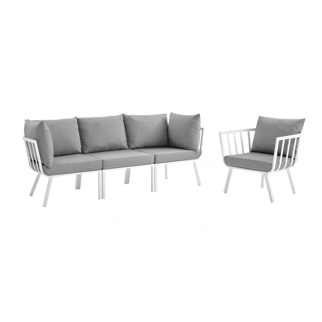 Riverside 4 Piece Outdoor Patio Aluminum Set in White Gray-2