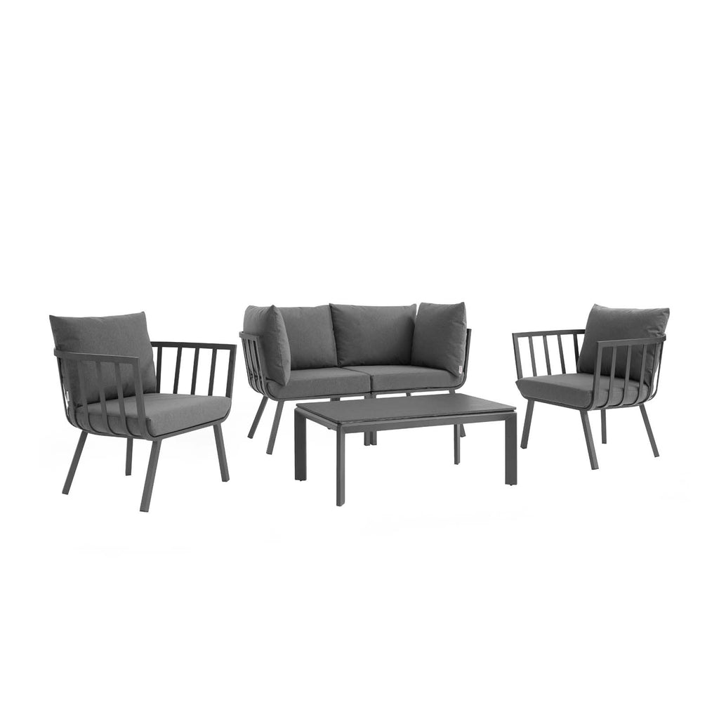 Riverside 5 Piece Outdoor Patio Aluminum Set in Gray Charcoal-3