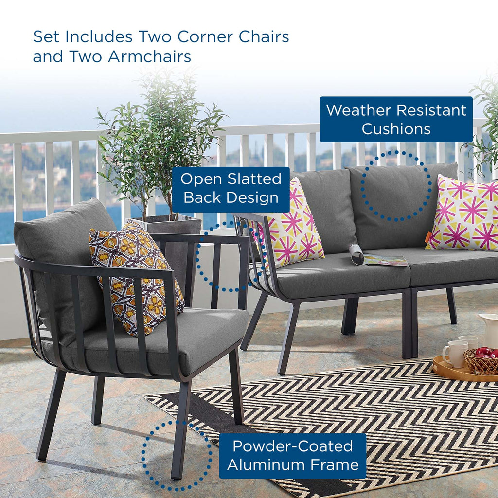 Riverside 4 Piece Outdoor Patio Aluminum Set in Gray Charcoal-1