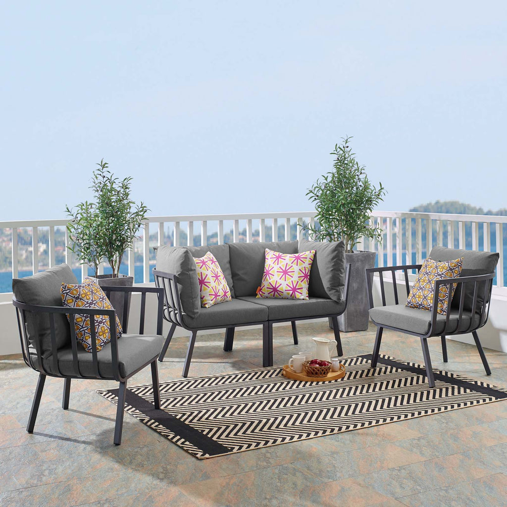 Riverside 4 Piece Outdoor Patio Aluminum Set in Gray Charcoal-1