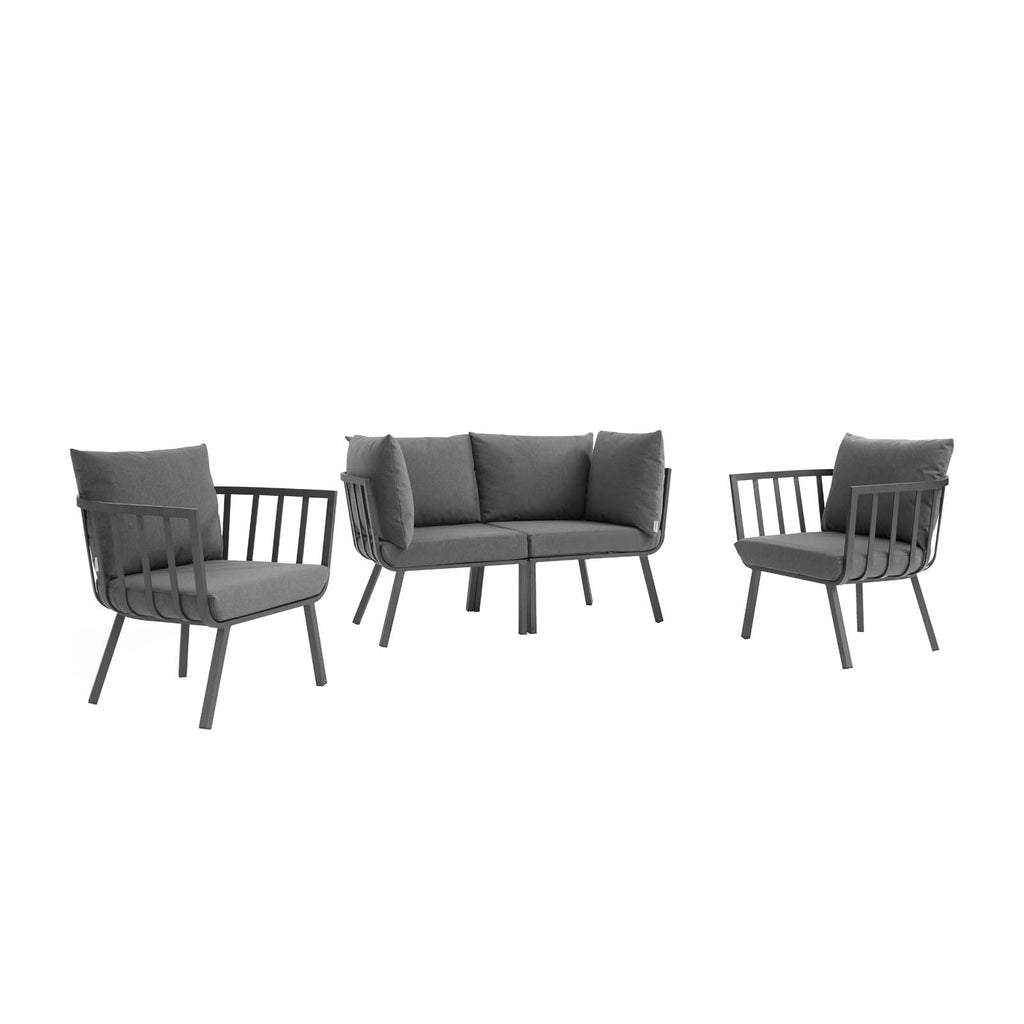 Riverside 4 Piece Outdoor Patio Aluminum Set in Gray Charcoal-1