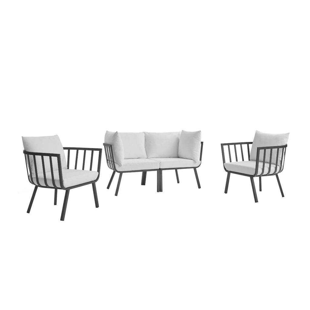 Riverside 4 Piece Outdoor Patio Aluminum Set in Gray White-1