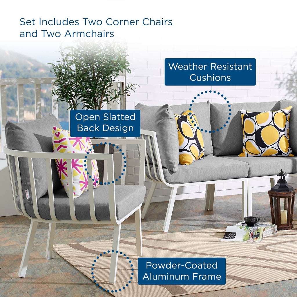 Riverside 4 Piece Outdoor Patio Aluminum Set in White Gray-1