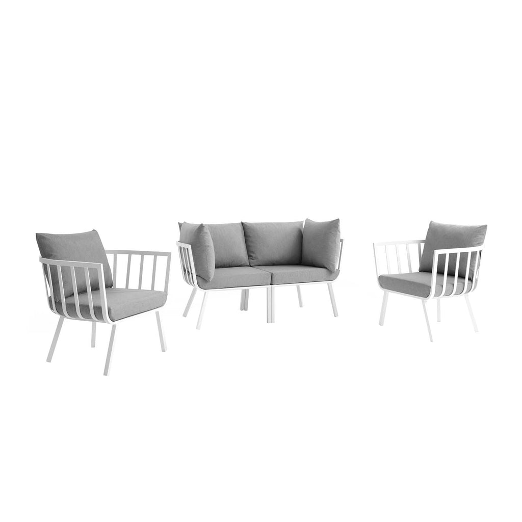 Riverside 4 Piece Outdoor Patio Aluminum Set in White Gray-1