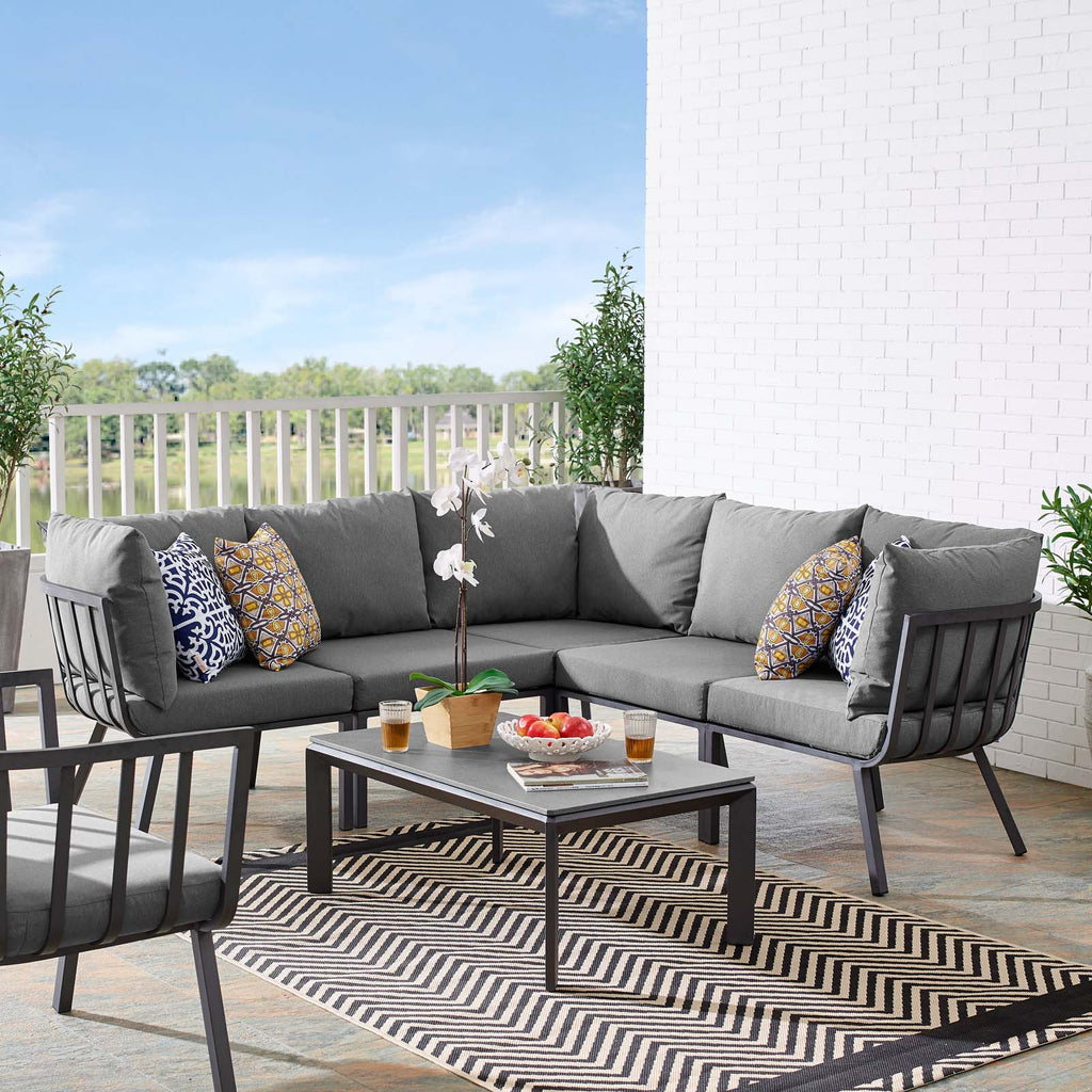 Riverside 6 Piece Outdoor Patio Aluminum Set in Gray Charcoal-3