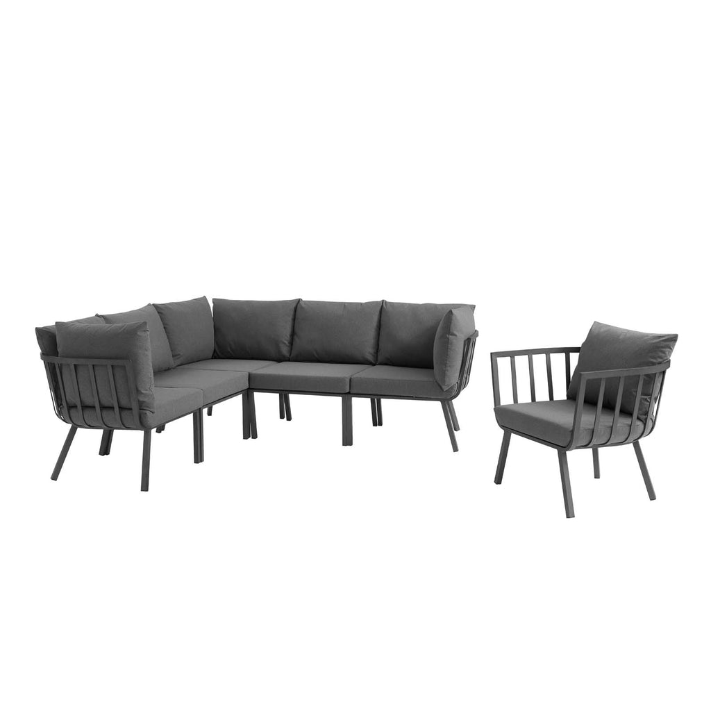 Riverside 6 Piece Outdoor Patio Aluminum Set in Gray Charcoal-2