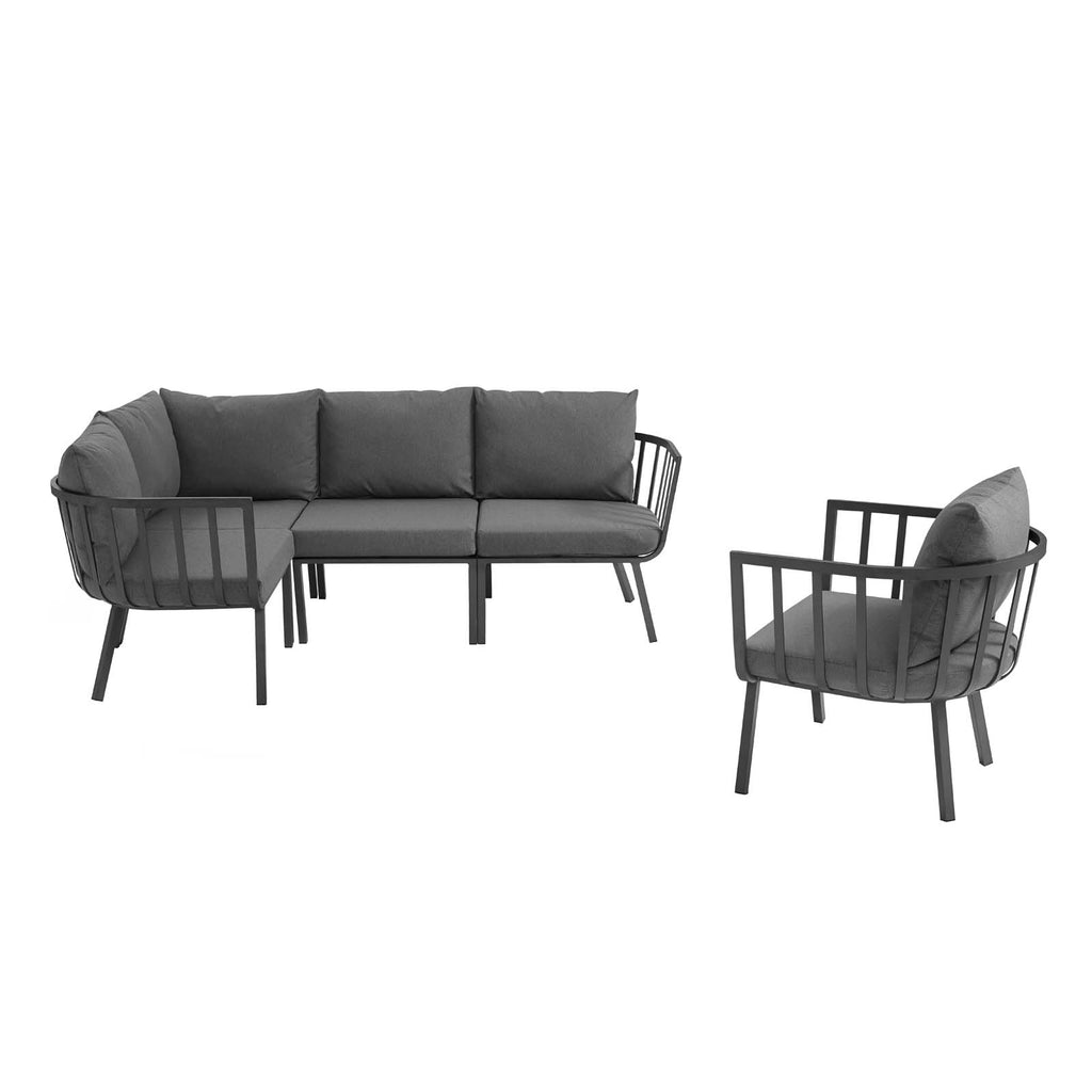 Riverside 5 Piece Outdoor Patio Aluminum Set in Gray Charcoal-2