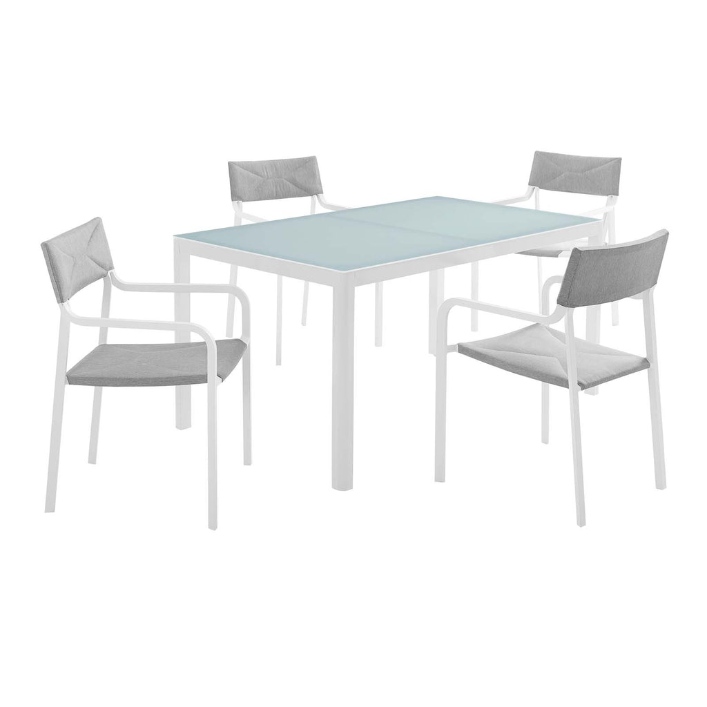 Raleigh 5 Piece Outdoor Patio Aluminum Dining Set in White Gray