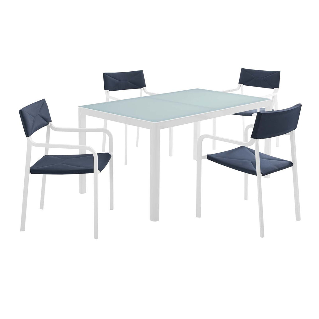 Raleigh 5 Piece Outdoor Patio Aluminum Dining Set in White Navy