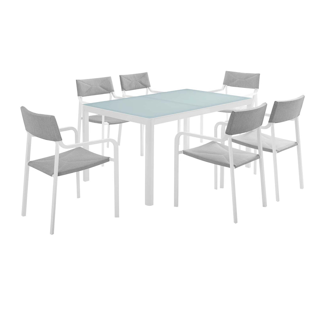 Raleigh 7 Piece Outdoor Patio Aluminum Dining Set in White Gray