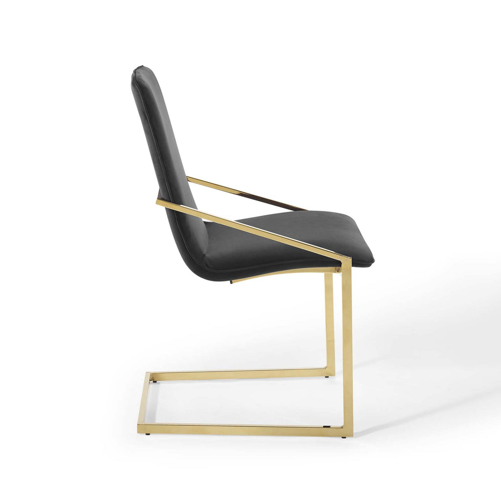 Pitch Performance Velvet Dining Armchair in Gold Black