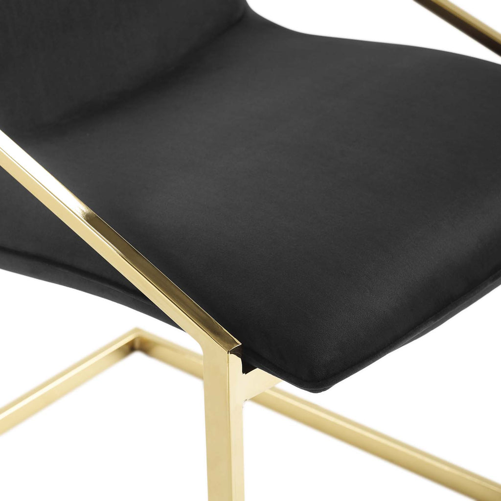 Pitch Performance Velvet Dining Armchair in Gold Black