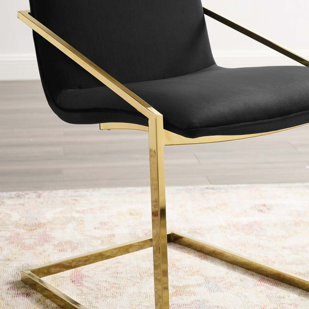 Pitch Performance Velvet Dining Armchair in Gold Black